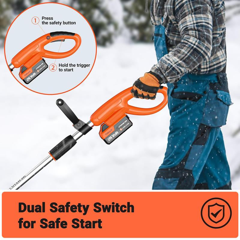 Voltask Cordless Snow Shovel 24V 13-Inch 4-Ah Battery Snow Blower with Directional Plate Adjustable Front Handle Quick Charger Included