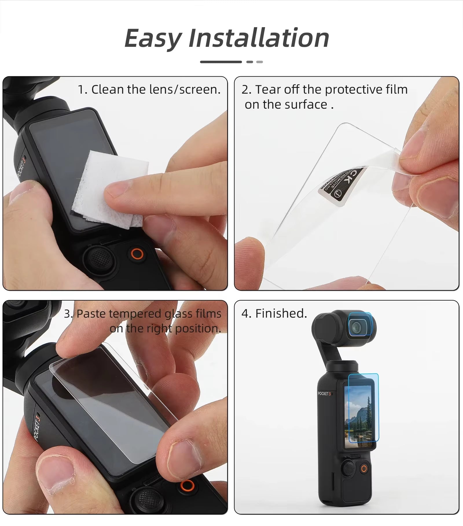 Ultimate High-Definition Explosion-Proof Tempered Glass Screen Protector Set for OSMO Pocket 3