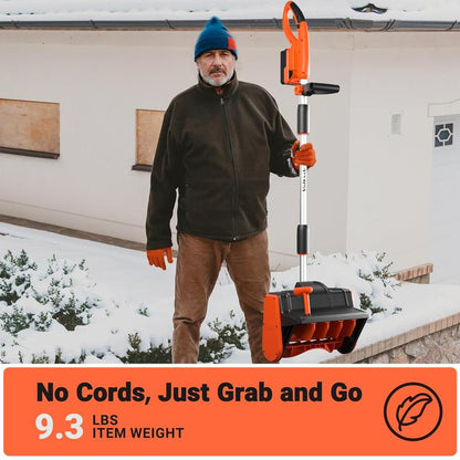 Voltask Cordless Snow Shovel 24V 13-Inch 4-Ah Battery Snow Blower with Directional Plate Adjustable Front Handle Quick Charger Included